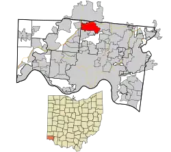 Location in Hamilton County and the state of Ohio.