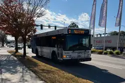 Hampton Roads Transit bus on route 2 pulling over to the sidewalk