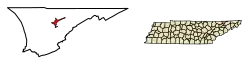 Location of Sneedville in Hancock County, Tennessee.