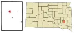 Location in Hanson County and the state of South Dakota