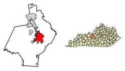Location of Elizabethtown in Hardin County, Kentucky.
