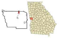 Location in Harris County and the state of Georgia