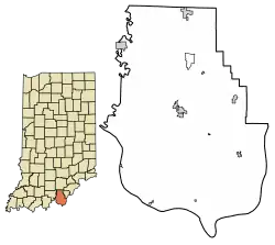 Location of New Middletown in Harrison County, Indiana.