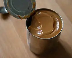 A can of condensed milk boiled for several hours to become varyonka, a dish similar to caramelized milk