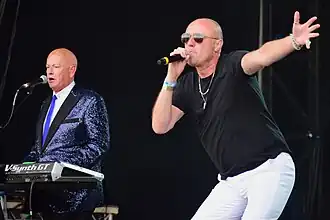 Heaven 17 performing live in Liverpool, 2021 Left to right: Martyn Ware (keyboards), Glenn Gregory (vocals)