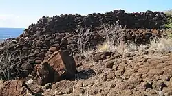 Walls of Halulu Heiau at Kaunolu Village Site