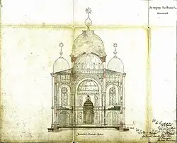 Cross-section, looking east towards the choir