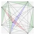 9 points in a square, 6 of 11 minimal triangles shaded[d] ('"`UNIQ--postMath-0000003C-QINU`"')