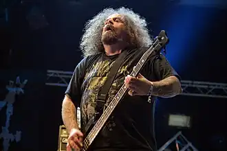 Embury at Hellfest with Napalm Death in 2018