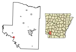 Location of Fulton in Hempstead County, Arkansas.