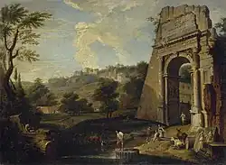 View of the Titus Arch and Palatine in Rome; 1710s, oil on canvas, 73 × 100 cm, Hermitage Museum.