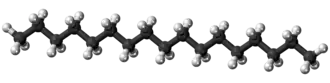 Ball and stick model of the heptadecane molecule