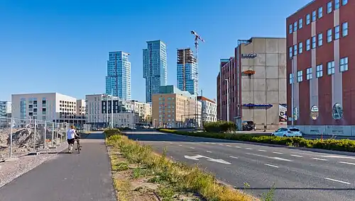 Hermannin rantatie road in Kalasatama in July 2021