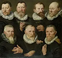 (Circle of) Pieter Pietersz the Elder (c. 1595–1605), The Company of Captain Pieter Dircksz Hasselaer and Lieutenant Jan Gerritsz Hooft