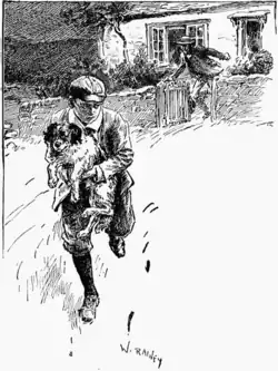 He resumed his run when the farmer reached the garden gate.