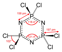 Hexachlorophosphazene conventional formula and bond lengths