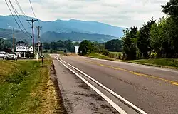 U.S. Route 11W in Lea Springs with Clinch Mountain in the background.