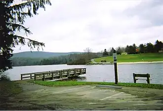 Hills Creek State Park, boat dock on lake
