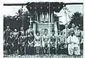Wedding ceremony group photo. Front row, second from left, the mediator, Lieutenant General Tetsuzo Nakajima&nbsp;[ja] and to his right, Itoko Koyama, who was in Medan as a military writer (April 7, 1944.)[1]
