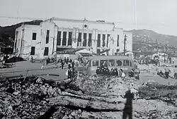 Station front after atomic bomb, in 1945