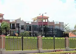Townhouses behind wrought iron fences in Islote