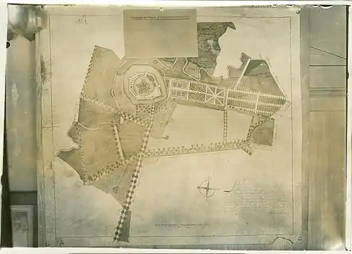 A map of the castle and its direct environment (first half of the 18th century)
