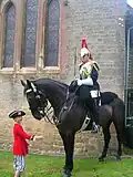 A Blues and Royals trooper at the church