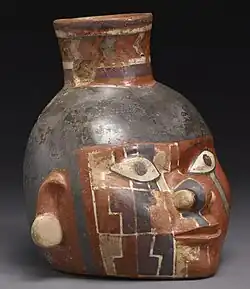 Huari earthenware pot with painted design, 650–800 AD (Middle Horizon)