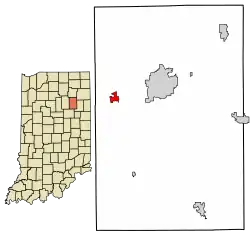 Location of Andrews in Huntington County, Indiana.