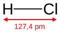 Skeletal formula of hydrogen chloride with a dimension