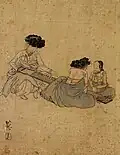 Women&nbsp;playing geomungo (거문고 고르는 여인)