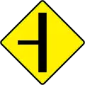 Side road on the left with priority with a thick line (diamond)