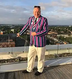 Somerside wearing a rowing blazer for Henley Royal Regatta