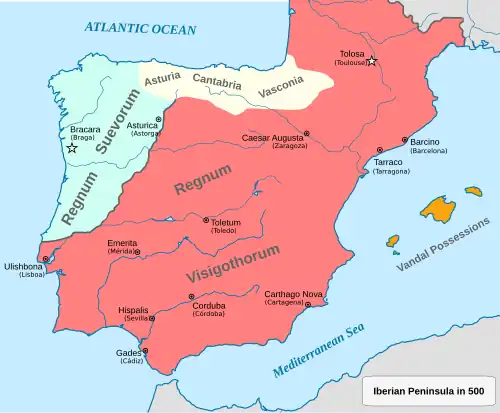 Iberian Peninsula around 500 AD