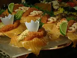 Smørrebrød with salmon and caviar
