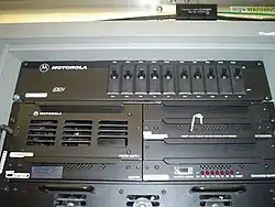 A professional rack-mount iDEN Base Radio at a Cell Site.