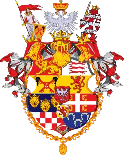 Attributed imperial coat of arms of Stefan Dušan from the Korjenić-Neorić Armorial, manuscript of the late 16th century