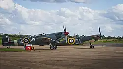 Two Duxford based Spitfires taxi out to take off
