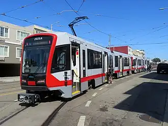 An inbound N Judah train at 48th Avenue in 2019