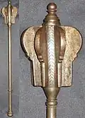 Indian shishpar (flanged mace), steel with solid shaft and eight-flanged head, 24&nbsp;in (610&nbsp;mm)