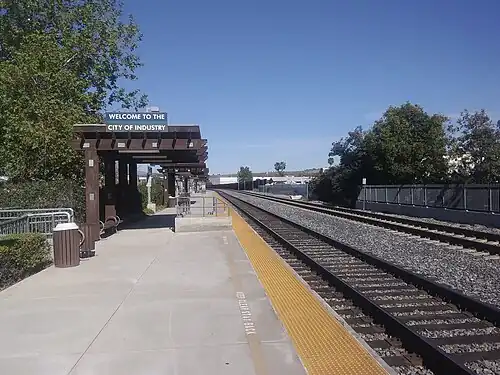 Industry station from the east end of the platform looking west