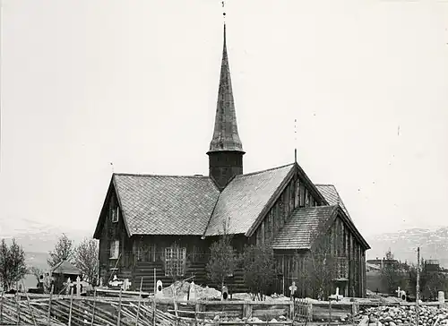 View of the old church that burned down in 1995.