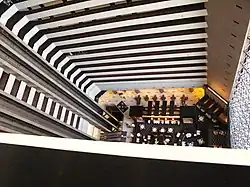 Downward view of the interior atrium of the Hyatt Regency Hotel in New Orleans as seen in 2012