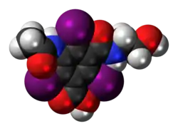 Space-filling model of the ioxitalamic acid molecule