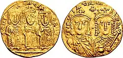 Leo III, Constantine V and Leo IV (left), with Constantine VI and Irene (right).