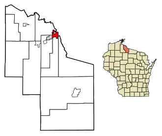 Location of Hurley in Iron County, Wisconsin.