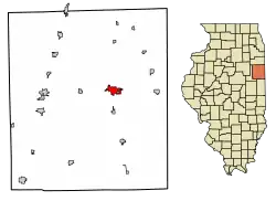 Location of Watseka in Iroquois County, Illinois.