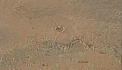 Map of Ismenius Lacus quadrangle which is located just north of Arabia, a large bright area of Mars. It contains large amounts of ice in glaciers that surround hills.