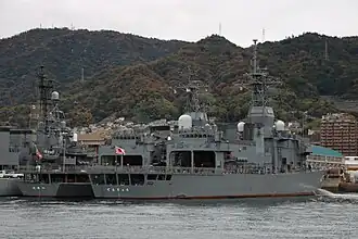 JS Tenryū and JS Kurobe at Kure Naval Base on 23 November 2016.