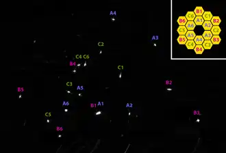 Phase 1 interim image, annotated with the related mirror segments that took each image